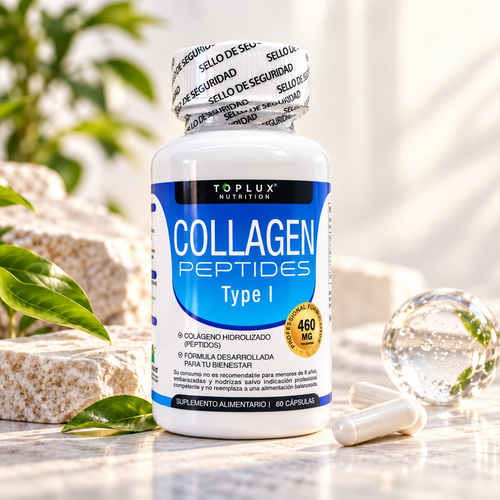 Colágeno Hidrolizado Péptidos Tipo I Toplux 460 mg – 60 Cápsulas